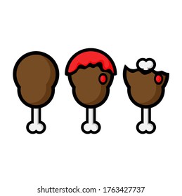 Set cute fried chicken drumstick clip art, for creating greeting cards, invitations and stationery, decorating your blog or website, designing posters and etc.