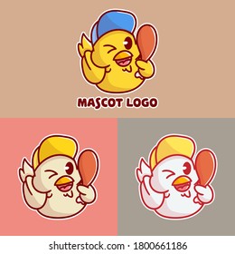 set of cute fried chicken mascot logo with optional apprearance. premium kawaii vector