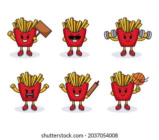 Set of cute fries logo design
