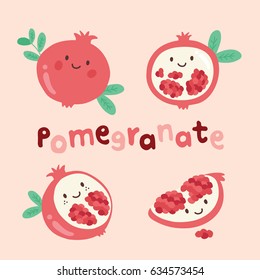 set cute fruit pomegranate