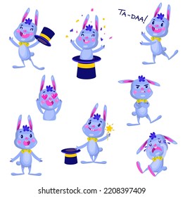 Set of cute funny bunnies. Can be used for social networks as stickers, branding, product design, make your own design. 