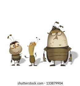 set of  cute funny cartoon bugs a variety of poses