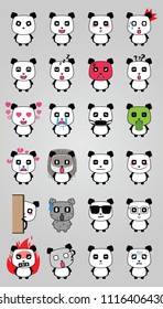 Set of cute funny cartoon pandas