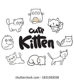 Set süße, lustige Katze, Kätzchen-Illustrationset