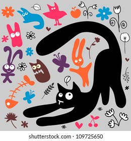 A set of cute funny elements