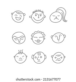 Set Cute Funny Faces Cartoon Heads Stock Vector (Royalty Free ...