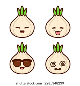 Set of Cute Garlic Stickers