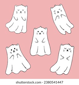 Set cute ghost cats