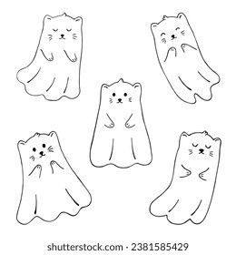 Set cute ghost cats
