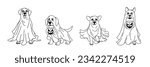 Set of cute ghost dogs. Halloween pets. Cartoon spooky baby character. Vector illustration.
