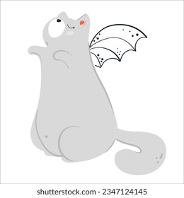 Set of cute ghosts and cats. Happy Halloween. Childish scary and smiling creepy characters. Great for your design, postcard, poster, kids room, logo, print. Isolated flat vector illustration