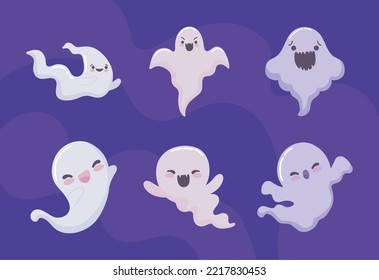 set of cute ghosts design