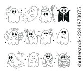  Set of cute ghosts, ghost, cute ghost, doodle ghost, halloween ghost