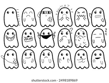 set of cute ghosts hand drawn