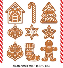 Set of cute gingerbread cookies