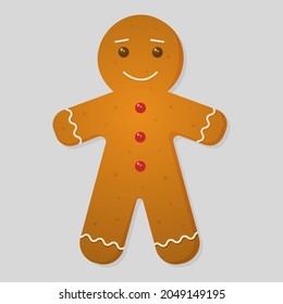 A set of cute gingerbread cookies with icing in the shape of a man. Sweets for Christmas. Vector graphics.