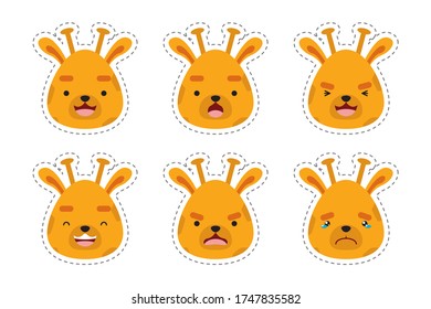 Set Of Cute Giraffe Expression Sticker
