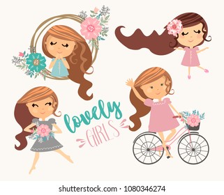Set with cute girls