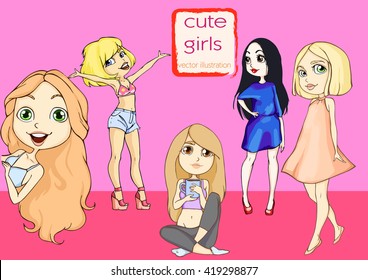 set cute girls