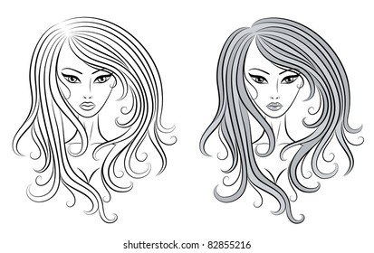Set of a cute girls.