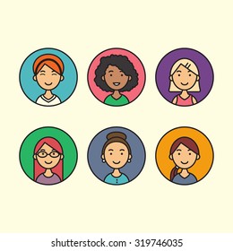 Set of cute girls avatars