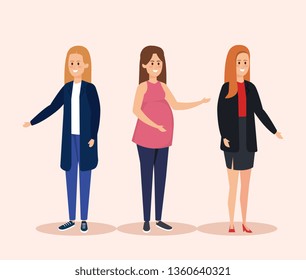 set cute girls with hairstyle and fashion clothes