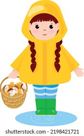 A set of cute girls on an autumn theme. Element for print, postcard and poster isolated on white
background. Vector illustration