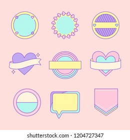 Set of cute and girly badge vectors
