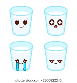 Set of Cute Glass of Milk Stickers