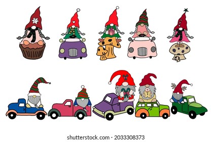 
Set of cute gnomes in Christmas style set 1.