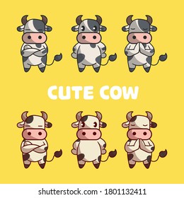 set of cute goat character with optional apprearance. premium kawaii vector