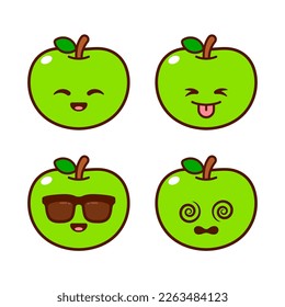 Set of Cute Green Apple Stickers