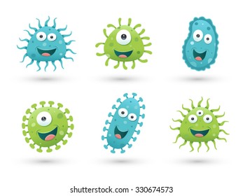 A Set Of Cute Green And Blue Germs 
