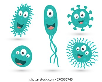 A set of cute green germs / bacteria
