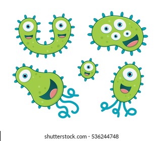 A set of cute green germs / bacteria
