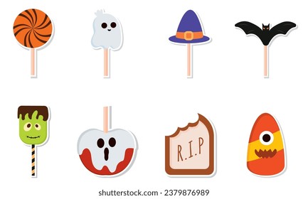 Set of cute halloween candies icons Vector