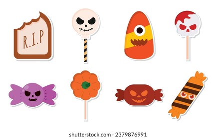Set of cute halloween candies icons Vector