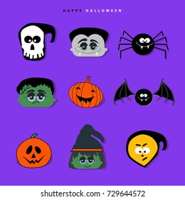 Set of cute Halloween cartoon characters design