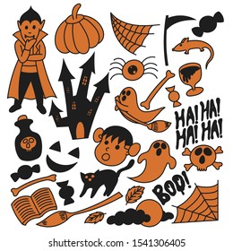 Set of cute halloween doodle
