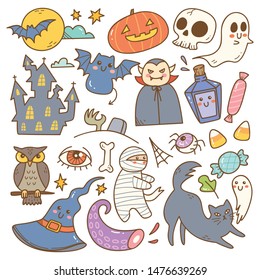 Set of cute Halloween doodles 