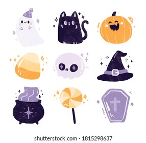 Set of cute Halloween elements.