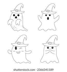 Set of Cute Halloween Ghost