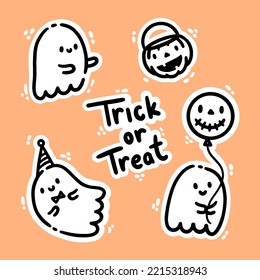 set of cute halloween ghost illustration