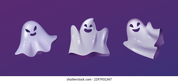 Set of cute Halloween ghosts