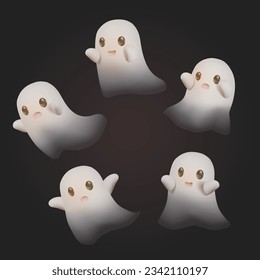 Set of cute halloween ghosts