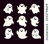 set of cute halloween ghosts illustration design, flat halloween ghosts element collection template vector