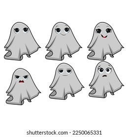 set of cute halloween ghosts illustration design, flat halloween ghosts element collection template vector