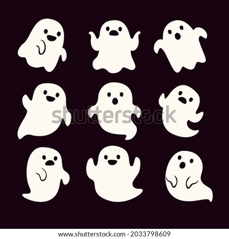 set of cute halloween ghosts illustration design, flat halloween ghosts element collection template vector Foto stock © 