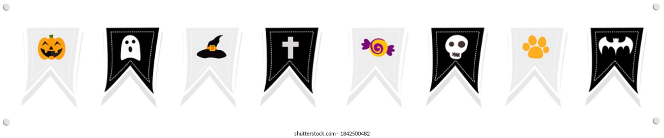 Set a cute Halloween hanging tag. white background 