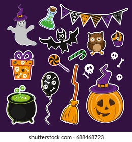 Set of cute halloween icons